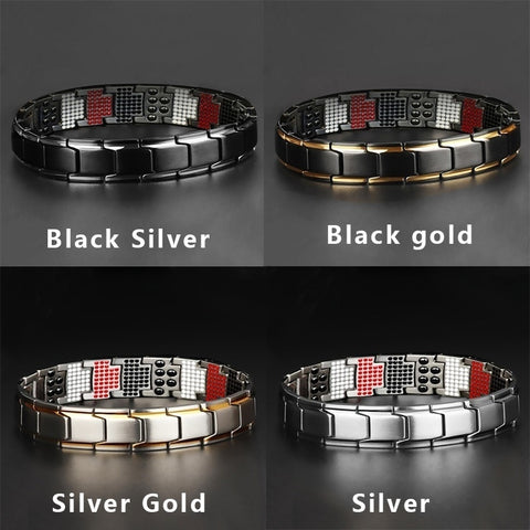 Magnetic Therapy Bracelet Energy Titanium Magnetic Bracelet Stainless Steel Bracelet Bracelet for Men Gold Jewelry Pulsera Hombr