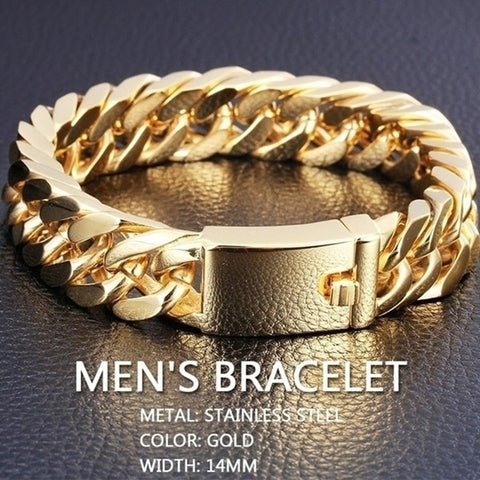 Curb Chain Bracelet Hip Hop Luxury Designer Stainless Steel Bracelet Bracelet for Men Gold Plated Jewelry Pulsera Hombre