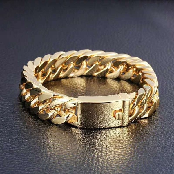 Curb Chain Bracelet Hip Hop Luxury Designer Stainless Steel Bracelet Bracelet for Men Gold Plated Jewelry Pulsera Hombre