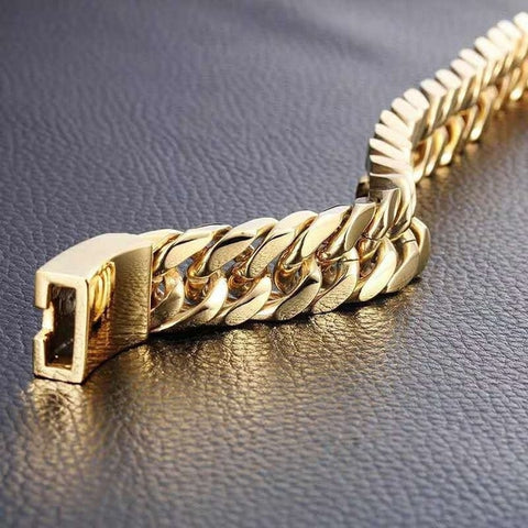 Curb Chain Bracelet Hip Hop Luxury Designer Stainless Steel Bracelet Bracelet for Men Gold Plated Jewelry Pulsera Hombre