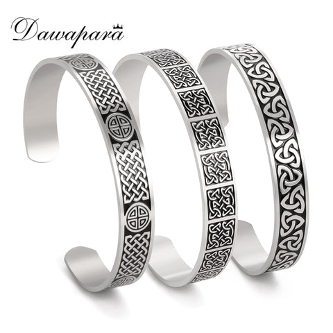 Dawapara Irish Knot Celtic Viking Bangles Stainless Steel Women Men Jewelry Friendship Love Protection Amulet Cuff Bracelet