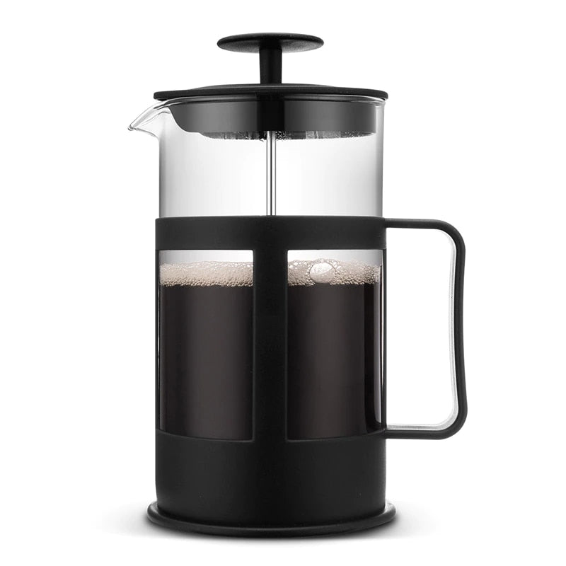 Coffee French Press Tea Maker 12Oz Thickened Black Borosilicate Glass Coffee Press Rust-Free and Dishwasher Safe French Presses