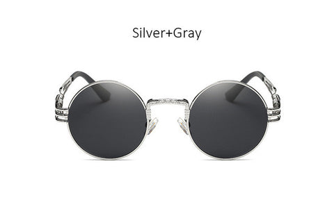 Gothic Steampunk Sunglasses Men Women Metal Wrap Eyeglasses Round Shades Brand Designer Sun glasses Mirror Female Eyewear