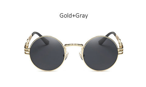 Gothic Steampunk Sunglasses Men Women Metal Wrap Eyeglasses Round Shades Brand Designer Sun glasses Mirror Female Eyewear