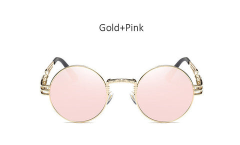 Gothic Steampunk Sunglasses Men Women Metal Wrap Eyeglasses Round Shades Brand Designer Sun glasses Mirror Female Eyewear