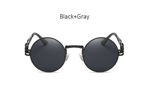 Gothic Steampunk Sunglasses Men Women Metal Wrap Eyeglasses Round Shades Brand Designer Sun glasses Mirror Female Eyewear