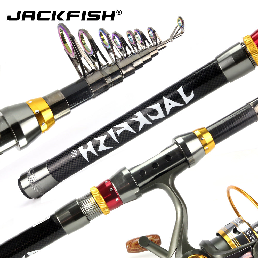 JACKFISH  99% Carbon Fiber Telescopic Fishing Rod 1.8-3.6m Short Sea Rods Telescopic Fishing Rod Spinning Fishing Pole