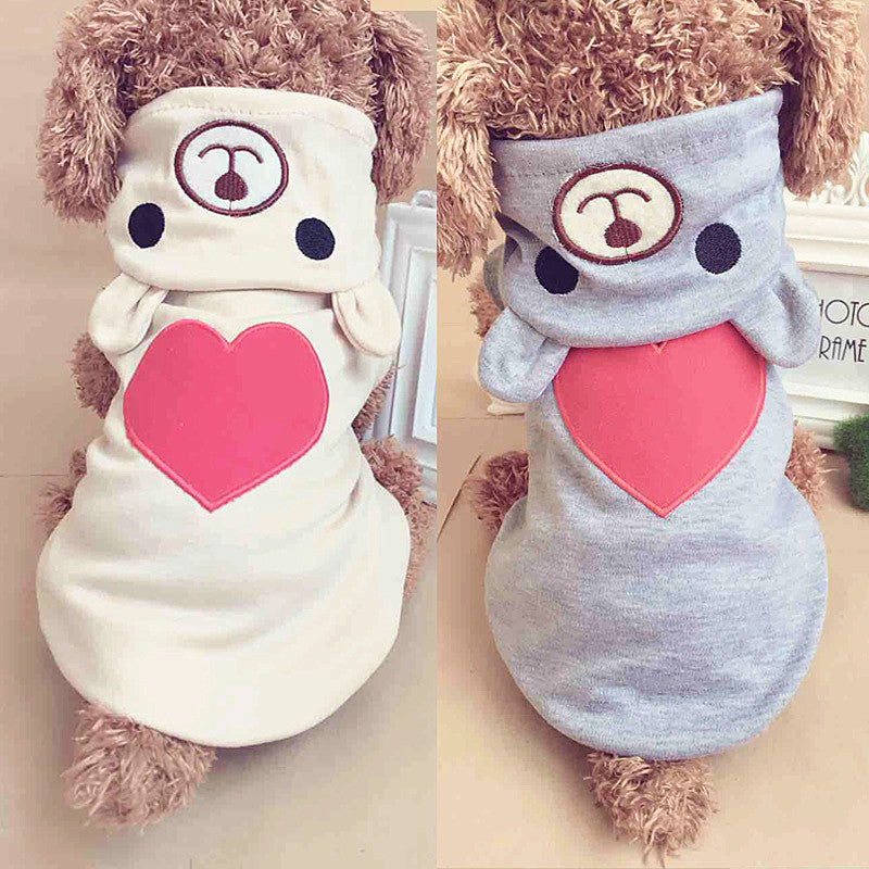 Warm Pet Dog Clothes For Small Dogs Cotton Puppy Coat Hoodies Outfit for Dogs Winter Clothes Pajamas Love Bear Dog Costume 35 H