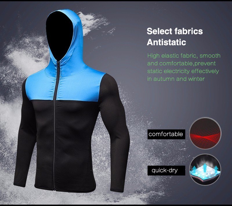 2018 NEW Mens Running Jackets Fitness Sports Coat Soccer outdoor Training Gym corset hooded Thin Quick Dry Reflective zipper