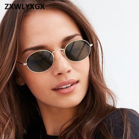 ZXWLYXGX 2018 Vintage Oval Small Metal Frame Steampunk Sunglasses Men Women New Fashion Sun Glasses Female Eyewear Oculos De Sol