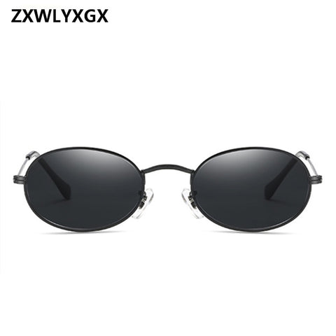 ZXWLYXGX 2018 Vintage Oval Small Metal Frame Steampunk Sunglasses Men Women New Fashion Sun Glasses Female Eyewear Oculos De Sol