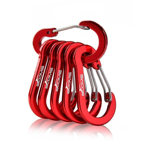 Booms Fishing CC1 6Pcs Aluminum Alloy Carabiner Keychain Outdoor Camping Climbing Snap Clip Lock Buckle Hook Fishing Tool 6Color